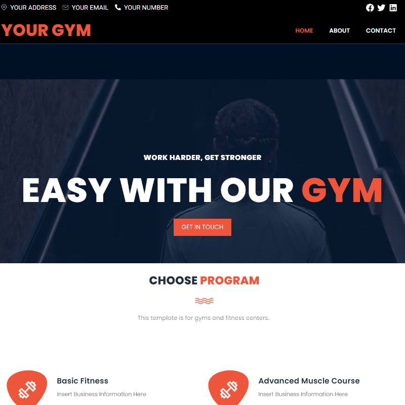 Gym Website Design Template
